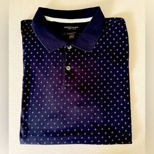 Banana Republic Luxury Touch Polo – Patterned Navy | Like New